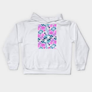 Watercolor flower bouquet pattern - pink and teal Kids Hoodie